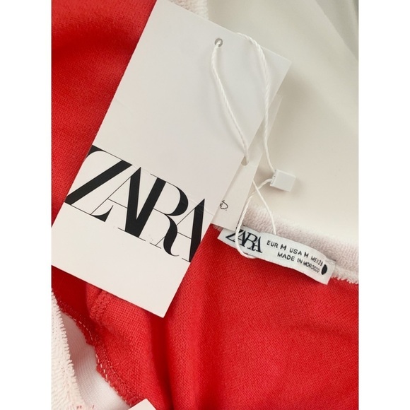 Nwt Zara Contrast Terry V-Neck Crop Top - Picture 5 of 7